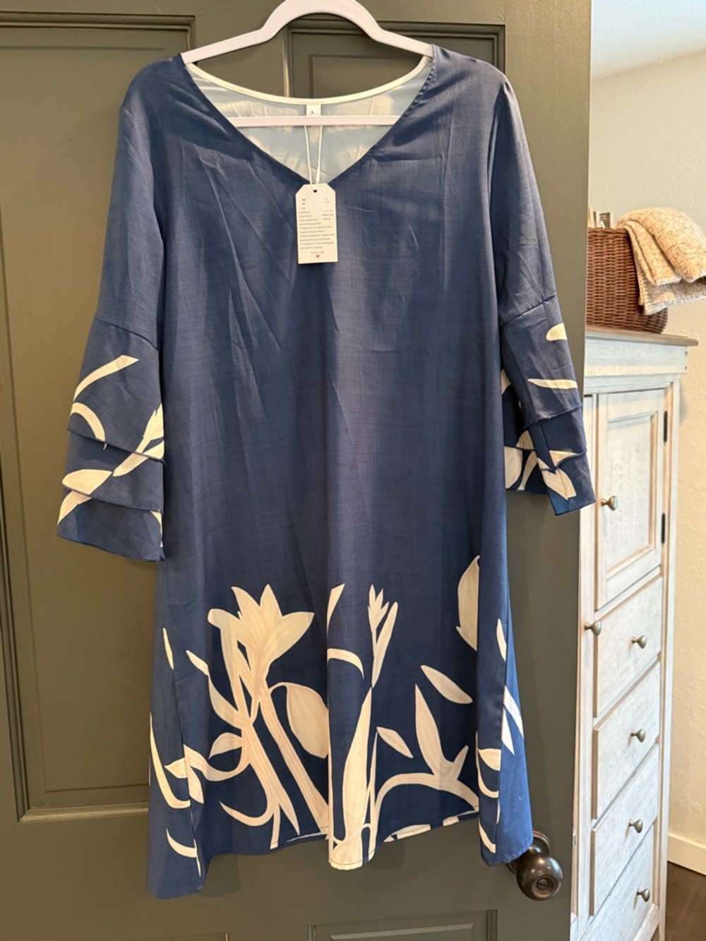 Women’s Navy Blue Floral A-Line Dress